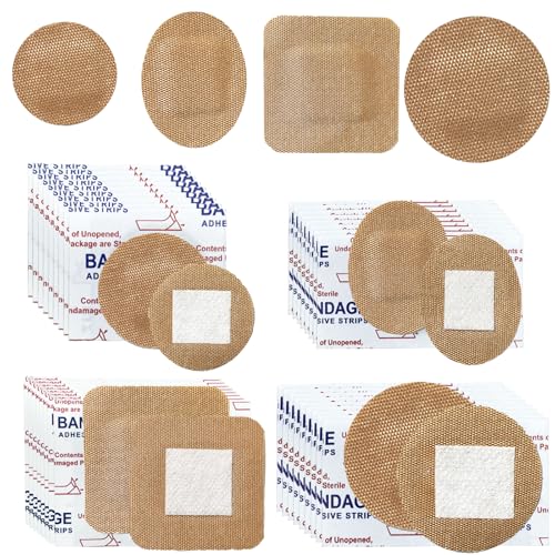 120Pcs Breathable Fabric Small Bandages, Round Oval and Square Flexible Adhesive Strips for Face and Small Wounds Protection Care - style: 120 Pieces Set