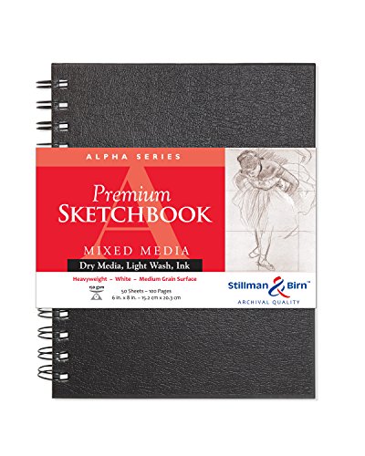 Stillman & Birn Alpha Series Wirebound Sketchbook, 6" x 8", 150 gsm (Heavyweight), White Paper, Medium Grain Surface - size: 6" x 8" 150 gsm (Heavyweight)