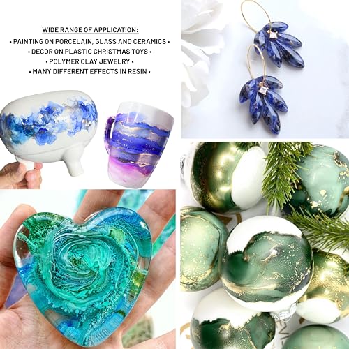 Alcohol Ink Set - 34 Color Variations - Set #28-4 Alcohol Inks x 0.51 fl oz (15 ml) | Highly Concentrated Dyes, Lightfast, Translucent and Vibrant Colors – For Painting and Epoxy Resin – Made in the EU - color: 28, style: Basic 'A' line