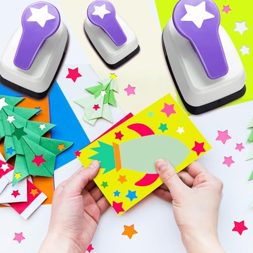 Star Punches for Paper Crafts 3/8", 1", 5/8" Set in Purple - size: 3/8 inch + 5/8 inch + 1 inch