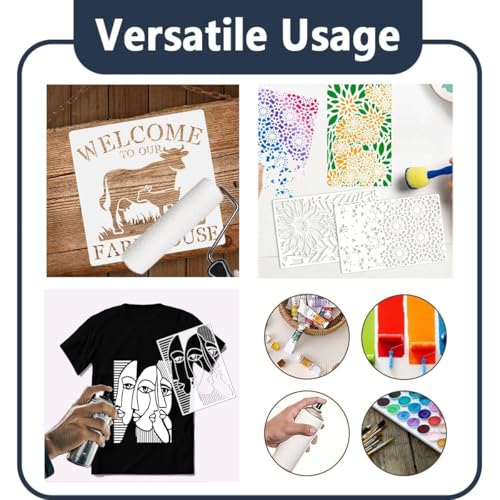 6 Pieces Abstract Face Pattern Stencils, 11.7x8.3 inch A4 Size Reusable Picasso Painting Templates in Creamy White PET for DIY Crafts on Walls, Furniture, Fabric & Photo Frames
