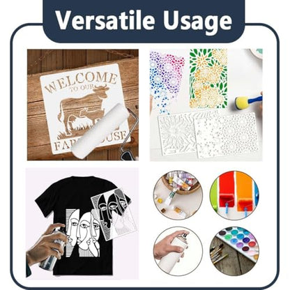 6 Pieces Abstract Face Pattern Stencils, 11.7x8.3 inch A4 Size Reusable Picasso Painting Templates in Creamy White PET for DIY Crafts on Walls, Furniture, Fabric & Photo Frames