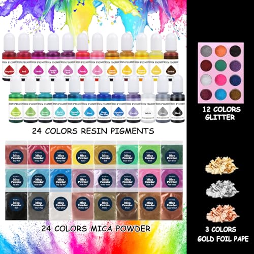 KISREL Epoxy Resin Kit 2 Gallon - Clear Casting Resin for Craft | 24 Pigments + 24 Mica Powders, No Yellowing, Bubble-Free Casting Resin for Art Crafts, Jewelry & Molds (1 Gal x 2) - size: 2Gallon