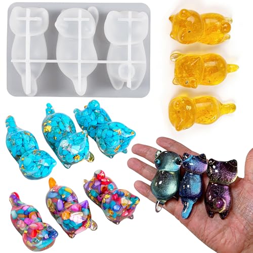Cat Figurines Epoxy Resin Molds, 3D Kitten Animal Silicone Molds - color: Kitten Resin Mold
