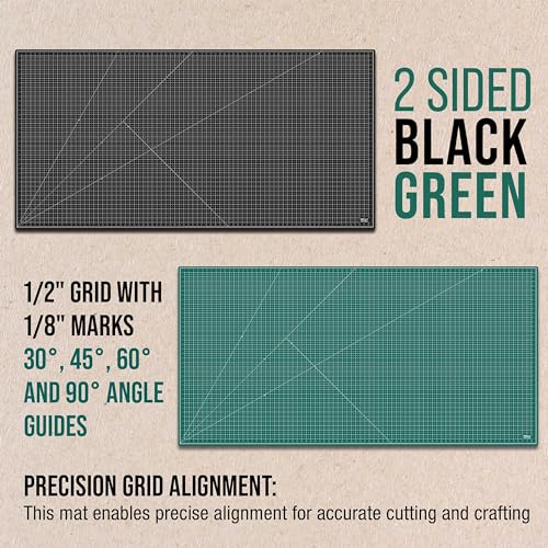 U.S. Art Supply 40"x80" Self-Healing Cutting Mat 5-Ply Green/Black | Double-Sided Green/Black Craft Mat, Non-Slip Cutting Mats for Crafts, Sewing, Quilting, Scrapbooking