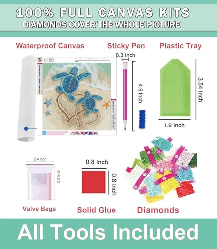 Lophomie Diamond Art Kits for Adults, 5D Sea Turtle Diamond Painting Kits - color: Diamond Art Turtle, size: 13.8x13.8in (35x35cm)