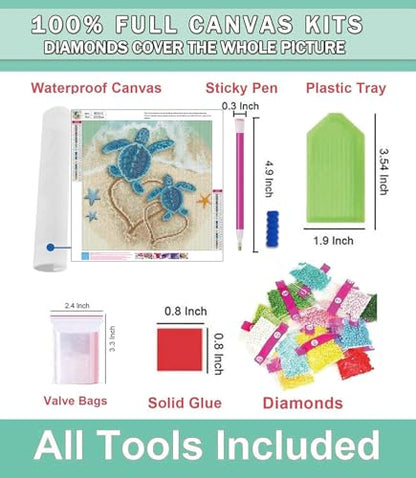Lophomie Diamond Art Kits for Adults, 5D Sea Turtle Diamond Painting Kits - color: Diamond Art Turtle, size: 13.8x13.8in (35x35cm)