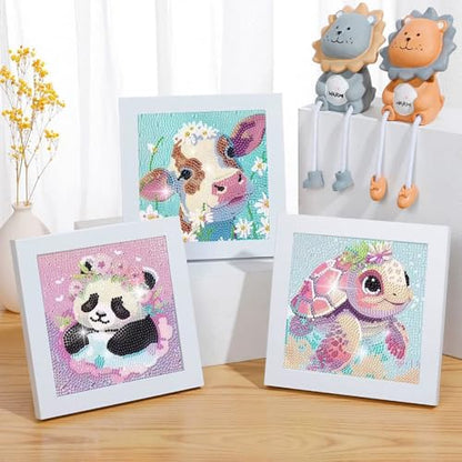 PERFECTSIGHT Cute 5D Diamond Art Kits, Kawaii DIY Painting Art for Adults Teen, 4 Pack Diamond Arts and Crafts Sets, Big Gem Full Drill Diamond Dots for Women (Animal) - style: Animal