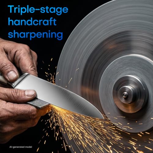 KUISINE Chef Knife Set, High Carbon Stainless Steel Ultra Sharp Blade Ergonomic Handle, Kitchen Knife Block Set with Built-in Sharpener, Elegant Gift for Holiday(15 PCS Pro White) - color: Pro White, size: 15 pieces