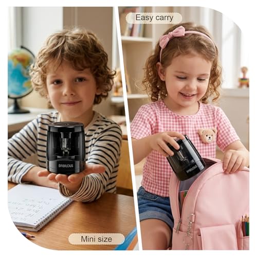 Babilous Automatic Electric Pencil Sharpener for Kids, USB Battery Powered - color: Black