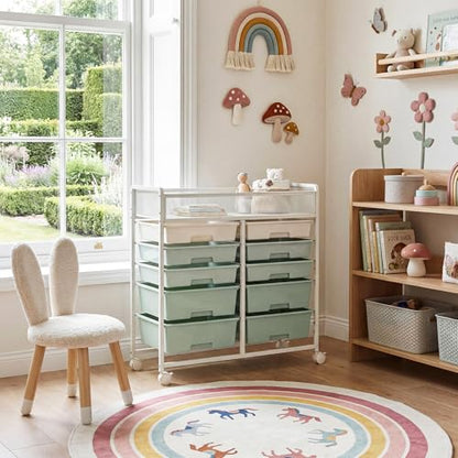 Rolling Craft Cart with 10 Drawers, Art Craft Organizers and Storage with Lockable Wheels, Utility Cart for Organizing Arts and Crafts,Yarn,Toy, School Supplies,Nail Product - size: 10-Drawers(1 Pack)