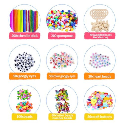 Itopstar 3000+ Kids Arts and Crafts Supplies for Kids Ultimate Crafting Supply Set in Portable 3 Layered Plastic Art Box Hobby Craft Set for Creative Projects (Ages 8+) - color: Green 3000pcs