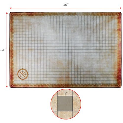 ENHANCE Deluxe DND Map - 3 Foot (36x24in) RPG Grid Mat with Premium Rubber, Non-Slip Grip, No Creasing - Dry Erase DND Mat Set for Masters and Starters, Erasable Parchment with Travel Pouch, Markers