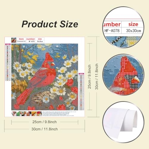 hill froeistung Cardinal Diamond Art Painting Kits for Adults,Beginners - color: HF-A078