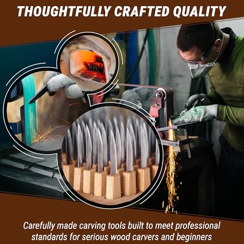 BeaverCraft Wood Spoon Carving Tools Kit S14m – Wood Carving Knives for Beginners & Professionals – Whittling Knives Set with Hook Knife, Sloyd Knife and Bowl Gouge for Woodworking & Crafting