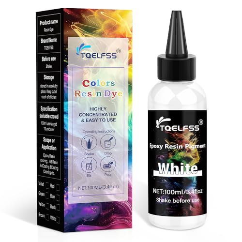White Epoxy Resin Pigment - 3.4 fl.oz / 100ml Concentrated Dye for Coaster,River Tables, Opaque Epoxy for DIY Art, UV Resin, Painting,Colorant for Jewelry Making - color: White