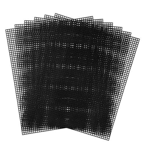 6pcs Plastic Mesh Canvas Sheets, 11.02x9.06in 5CT Plastic Mesh (Black) - color: Black