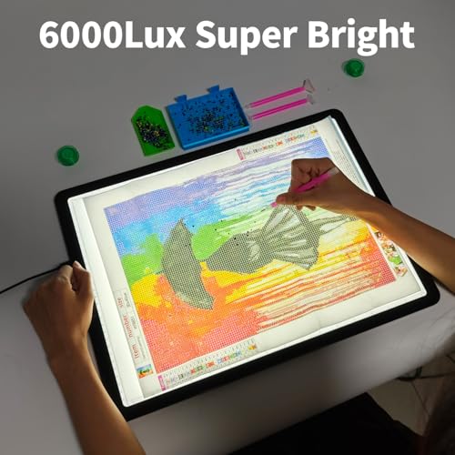 TSOCOS A3 Diamond Art Light Board, High-Brightness Light Pad with Side Physical Buttons & 6 Levels of Brightness, 3 Colors Magnetic Light Box for Tracing, Diamond Painting, Drawing, Weeding Vinyl - style: A3 (Non-rechargeable)