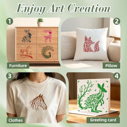 Animal Flower Stencils for Crafts Reusable 24Pcs Stencils(7.8X7.8 inch) - color: Animal 8
