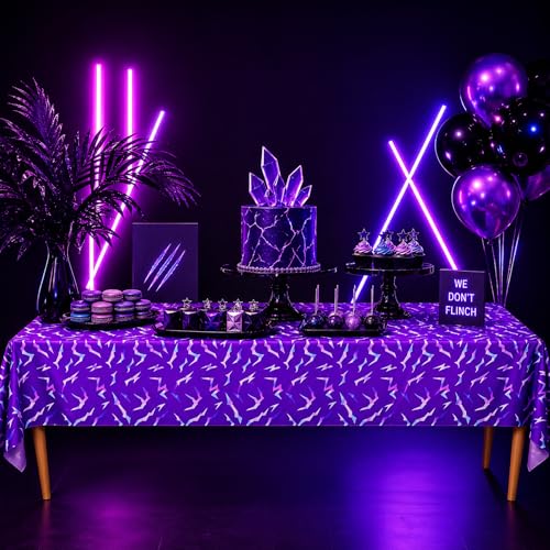Blue Orchards Kpop Tablecovers (Pack of 3) - 54"x108" XL - Purple Birthday Party Decoration, Durable Disposable K-pop Tablecloth, Music Themed Decor, Korean Style Plastic Table Cloth, Event Backdrop - color: Kpop (Pack of 3)