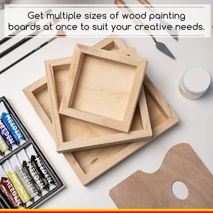 MEEDEN Unfinished Wood Canvas Board:6x6 8x8 10x10 Canvas Panel Pack of 6 | 1-1/2" Deep Wooden Panel Board, Blank Cradled Wood Art Board for Painting - Rectangle - size: 6x6 8x8 10x10 - 6 Pack