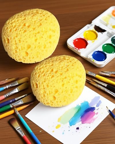 WAFJAMF 2 Pcs Knockdown Texture Sponge Drywall Wall Patch Ceiling Repair | Versatile artist tool for DIY painting, home decor, pottery, round sponges, yellow - color: Yellow