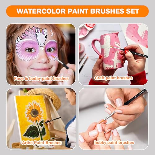 Miniature Brushes, Aoartix 15 Pcs Dry Detail Paint Brush, Triangular Handle | Small Brushes for Acrylic, Watercolor, Face, Figurine, Oil, Models & Craft Painting Supplies, Paint by Numbers Kit for Adults - color: Black