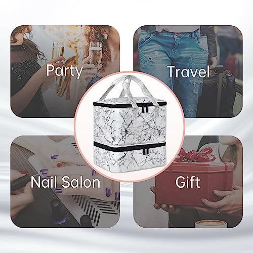 FCQQYWZ Nail Polish Organizer Case - Holds 42+ Bottles (15ml/0.5 fl.oz) and 1 Nail Lamp, Upgraded Double-layer Nail Polish Carrying Case Nail Storage Bag with Handles (White) - color: White-42Bottles