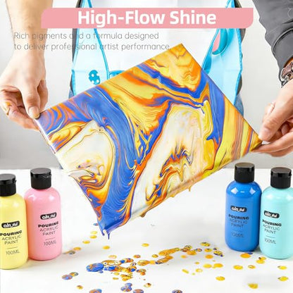 Colorful Pastel Series Acrylic Pouring Paint Set, 4 Colors, 3.34 oz Art Kit - color: Pastel Color