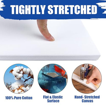 6 Packs Stretched Canvases for Painting with 4x4in, 5x7in, 11x14in Canvas, Blank Canvases for Acrylics, Oils & Other Painting Media, 5/8 Inch Profile 100% Cotton Artist Framed Canvas - size: 6 Pack Mixed - 11×14IN 5×7IN 4×4IN