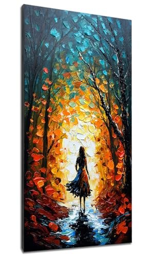 Alenoss Hand Painted Modern Oil Paintings on Canvas Wall Art | Vertical Abstract Wall Art, Textured Wall Painting For Living Room Bedroom - color: AL-B104