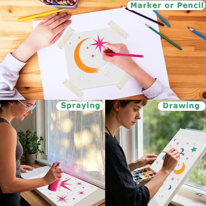 18 PCS Large Star Stencil for Painting Reusable Paint Stencils for Walls Twinkle Star Wall Drawing Stencils for Painting on Wood Craft Canvas Fabric Home Decoration - style: 18 PCS Star