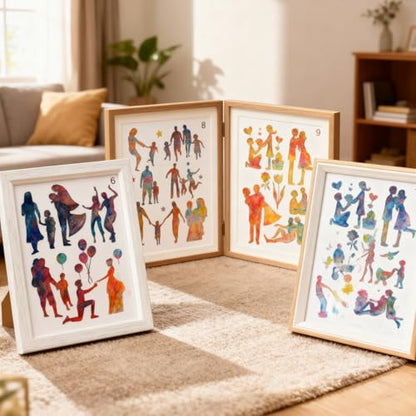 TIAMECH 4 Pcs A4 Reusable Family Stencils for Painting | Parents & Couple Lover Layering Templates, DIY Wall Art, Wood Furniture, Scrapbook & Crafts (8.3x11.7inch) - style: Family