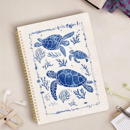 Cute Spiral Notebook journal A4 Aesthetic Pretty Design for Women Girls Kawaii with Pocket, 8.5 x 11 inch, Lined, Turtle - color: Save Turtle, style: Lined