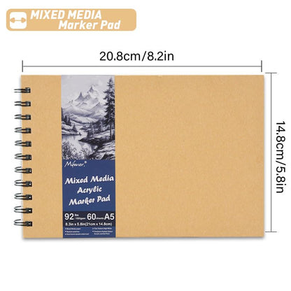 5.8" x 8.3" Mixed Media Sketch Book,Spiral Bound Hardcover Sketchbook,60 Sheets 92lb/150gsm Neutral White Acid Free Paper,Art Journal Sketchbook for Drawing Writing Sketching Illustration,Yellow - color: Bright White-Yellow