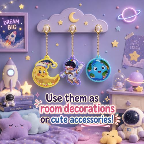 DIY Glitter Craft Kit with Keychains - Mess-Free Arts and Crafts for Kids Ages 4-8, Fun Shake-It Activity, Creative Travel Toys, Party Favors & Birthday Gifts for Girls 4-9 - color: Purple-Blue
