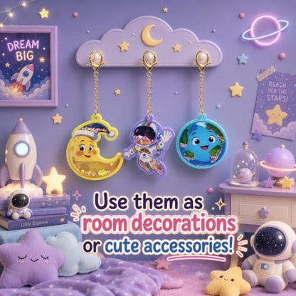 DIY Glitter Craft Kit with Keychains - Mess-Free Arts and Crafts for Kids Ages 4-8, Fun Shake-It Activity, Creative Travel Toys, Party Favors & Birthday Gifts for Girls 4-9 - color: Purple-Blue