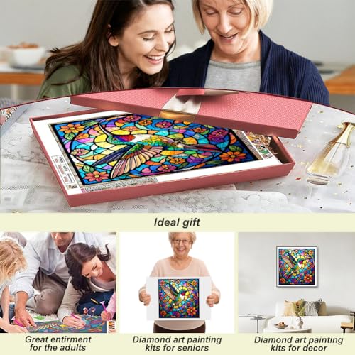 Acudotr Hummingbirds Diamond Art Kits for Adults, Home Decor, 12x12 Inch