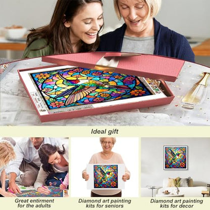 Acudotr Hummingbirds Diamond Art Kits for Adults, Home Decor, 12x12 Inch
