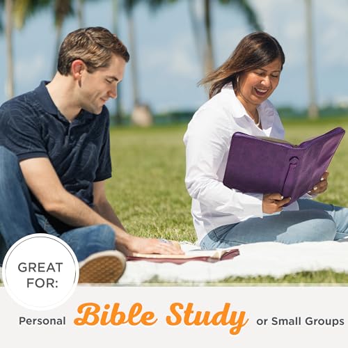 Christian Art Gifts Women's Fashion Bible Cover Faith Hebrews 11:1, Purple Paisley Faux Leather, Medium - size: Medium