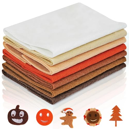 Felt Fabric Sheets 8 x 12 Inches, 21 PCS Brown Felt Sheets for Crafts, Assorted Colors Felt Sheets Bulk, Soft Felt Paper for Sewing Needle Felting Patchwork Embroidery Party Decoration - color: Brown