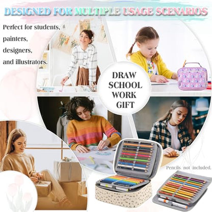 VX VONXURY Large Pencil Case, 54-Slot Colored Pen Pouch 2 Removable Sleeves - color: Beige