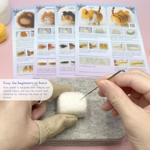 Truslin Needle Felting Kit, 4 Pcs Doll Making Needle Felting Starter Kit | with Instruction, Wool Felting Mat and DIY Needle Felting Supply for DIY Craft Animal Home Decoration - color: 3# 4pcs