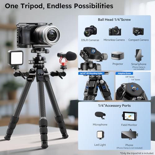 SIRUI AM-224S+G0 Carbon Fiber Mini Tripod, G0 Low Profile Ball Head - style: AM-224S+G0