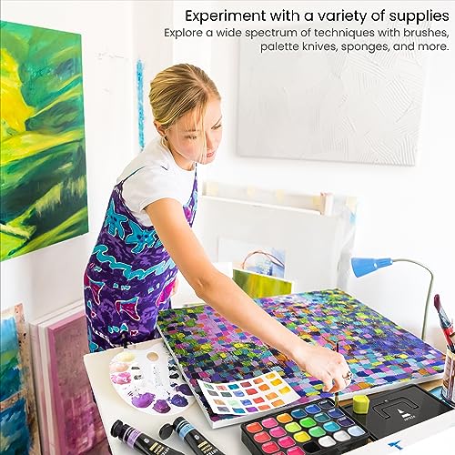 ARTEZA Gouache Paint Set, 24 Jelly Paint Tubs, 30 ml/1 fl oz, Opaque Colors