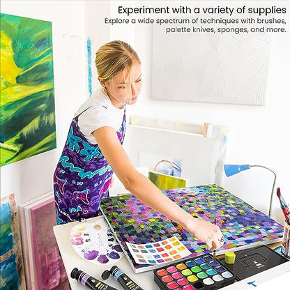 ARTEZA Gouache Paint Set, 24 Jelly Paint Tubs, 30 ml/1 fl oz, Opaque Colors