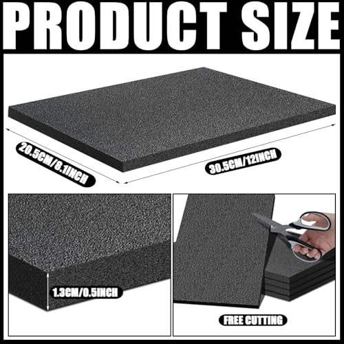 32 Pcs 12" x 8" x 0.5" Polyethylene Foam Sheets Black Foam Padding for Packing Craft Moving Shipping