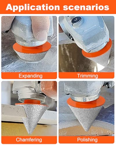 3 PCS Diamond Beveling Chamfer Bits Set, with 5/8-11 Thread Adapter | Tile Cone Grinder Bit, 1" Diamond Drill Bits for Hole Enlarging Trimming Grinding in Tile, Marble, Glass, Granite,Ceramic