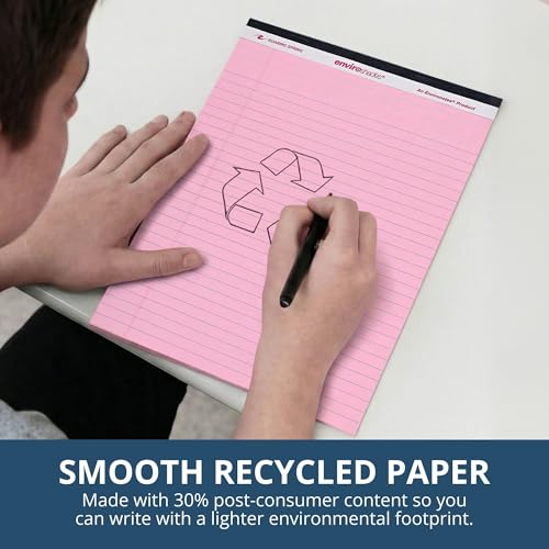 ROARING SPRING Enviroshades Pink Legal Pads, 12 Pack, Legal Ruled Recycled Colored Writing Note Pads, 8.5" x 11", 50 Sheets, Perforated Paper, Made in USA, Memo Pad For School & Office - color: Pink, style: 12 Pack