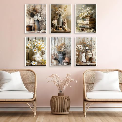 Square Diamond Art Kits for Adults Cute Diamond Painting Kit for Beginner | 6 Pack Farmhouse Daisy 5D DIY Square Diamond Dots Full Drill Crafts for Gem Art Dot Art for Adults Home WallDecor 12x16 inch - color: DP03247, size: Square diamond painting